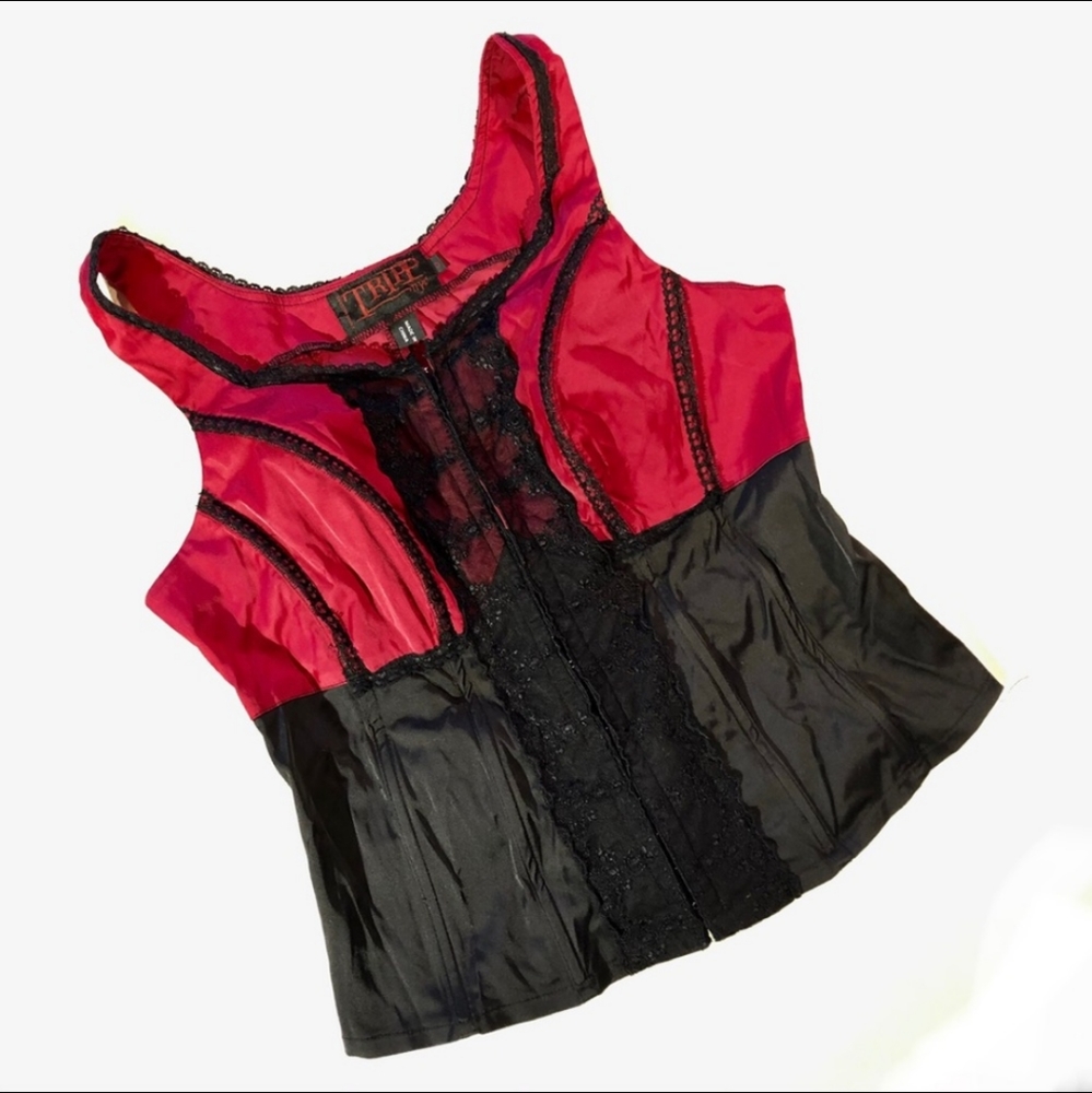 🔥Vintage Y2K TRIPP nyc Black and Red Corset